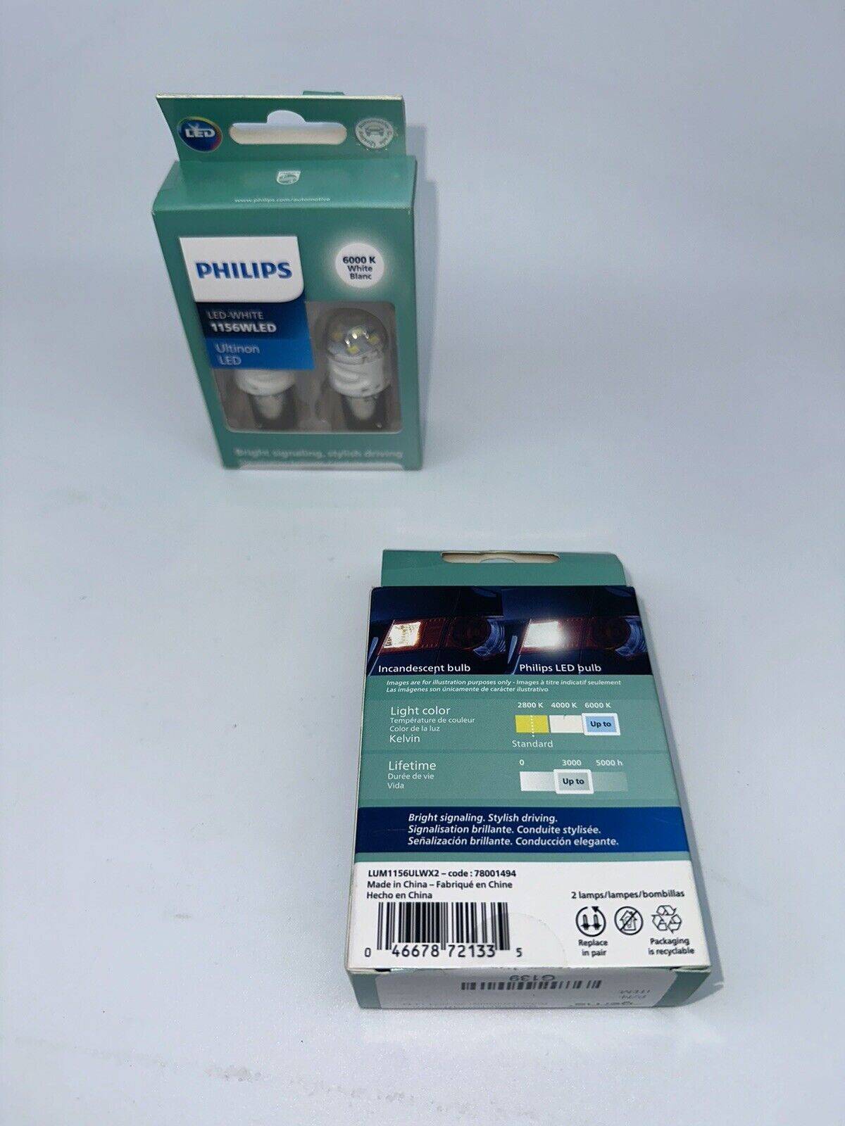 2 Pack  Philips Ultinon 1156WLED Miniature Automotive LED Signaling Bulb 6000K