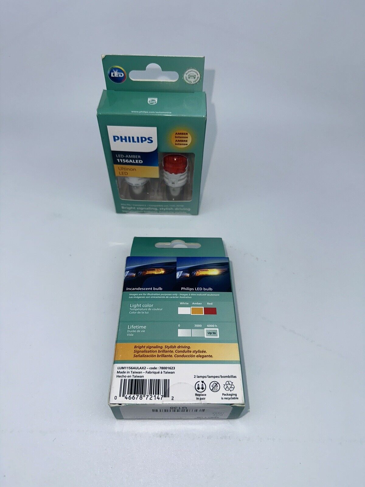 Lot de 2 ampoules de clignotant arrière LED Philips Ultinon 1156 ambre orange
