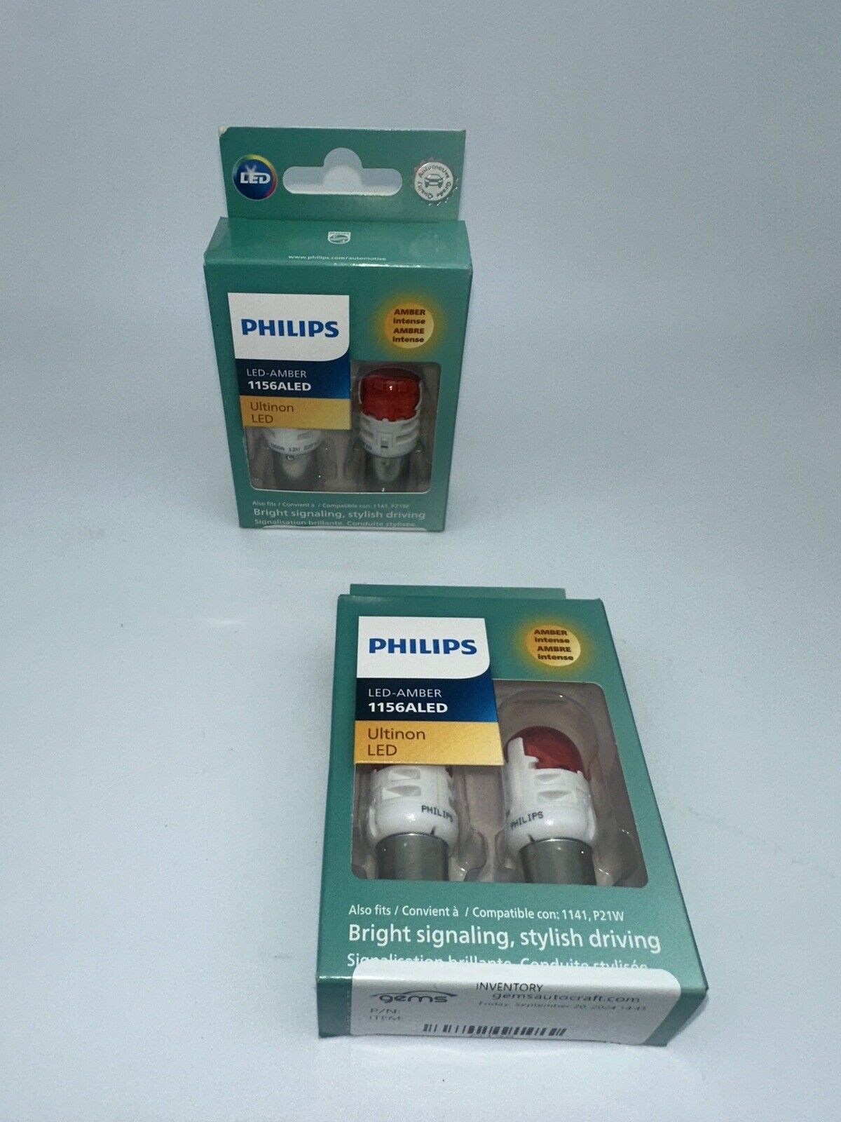 Lot de 2 ampoules de clignotant arrière LED Philips Ultinon 1156 ambre orange