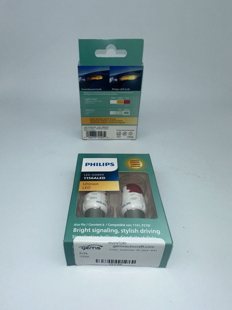 Lot de 2 ampoules de clignotant arrière LED Philips Ultinon 1156 ambre orange