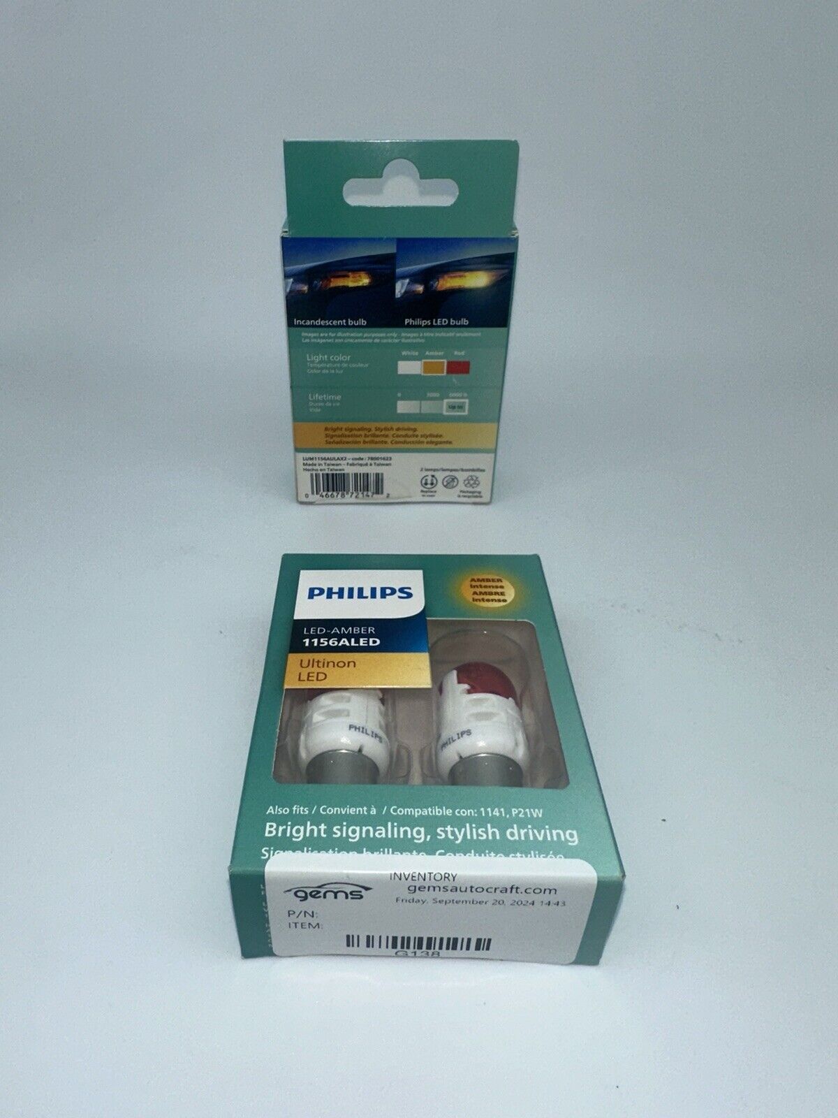 Lot de 2 ampoules de clignotant arrière LED Philips Ultinon 1156 ambre orange