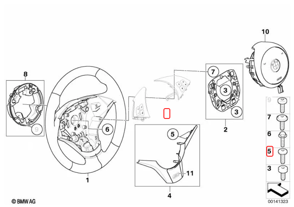 Vis Torx de volant sport M - BMW d'origine 32346763366