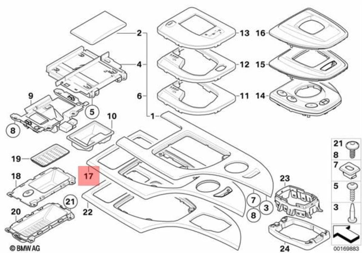 BMW SMG or Manual LCI CCC Decor Panel With Oddments Tray Alu Shadow - Genuine BMW 51168037228