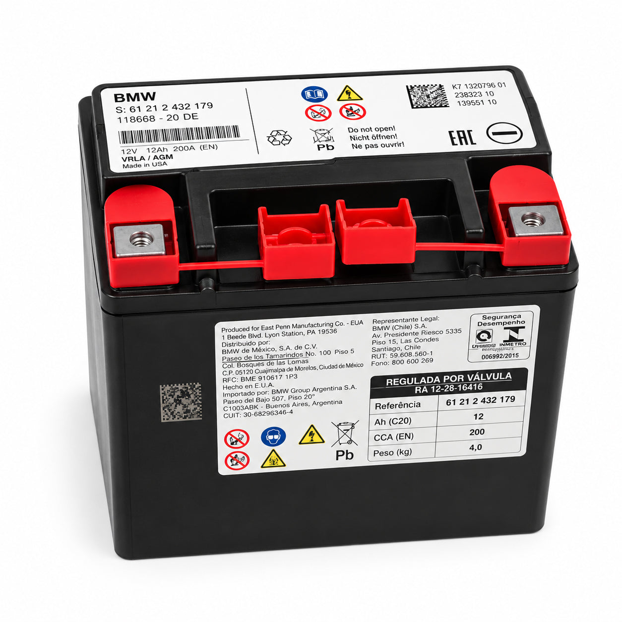 BMW AGM Auxiliary Battery (12 AH) - Genuine BMW 61212432179