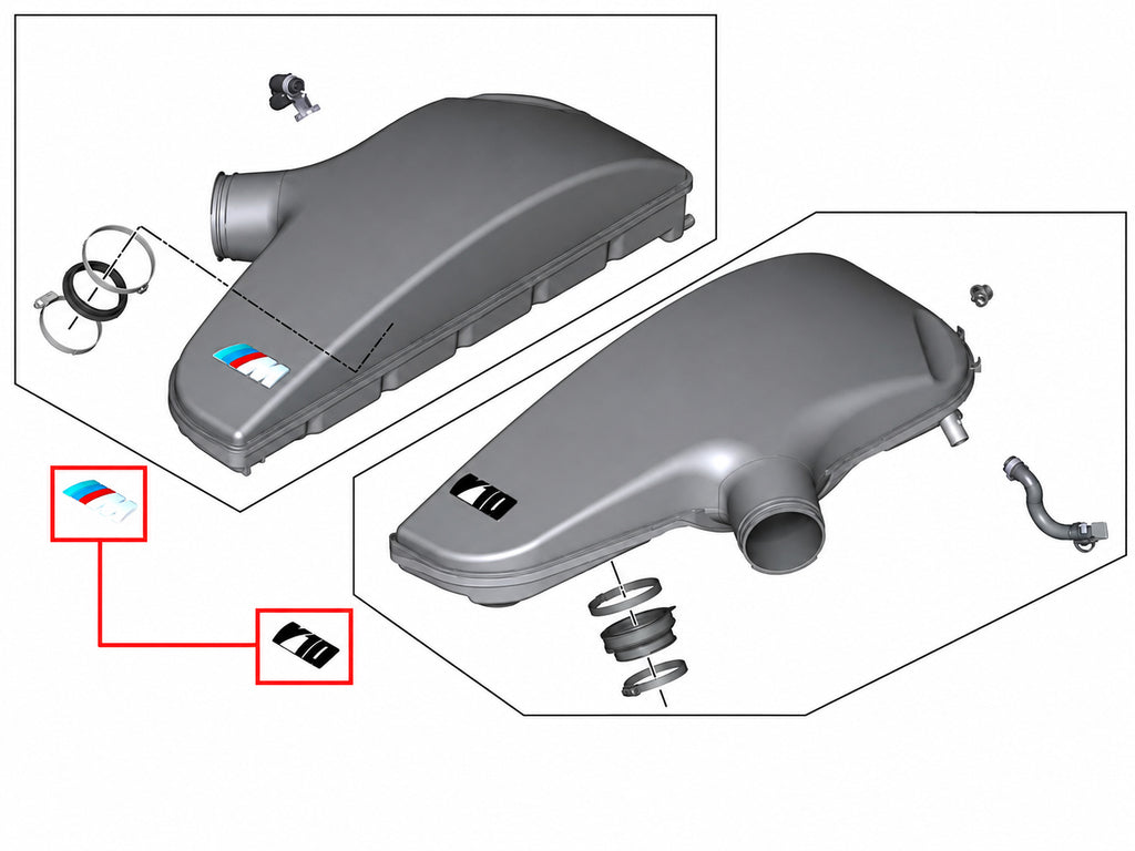 BMW S85 Intake Emblem Adhered Set (M & V10) - Genuine BMW 11617834686KT