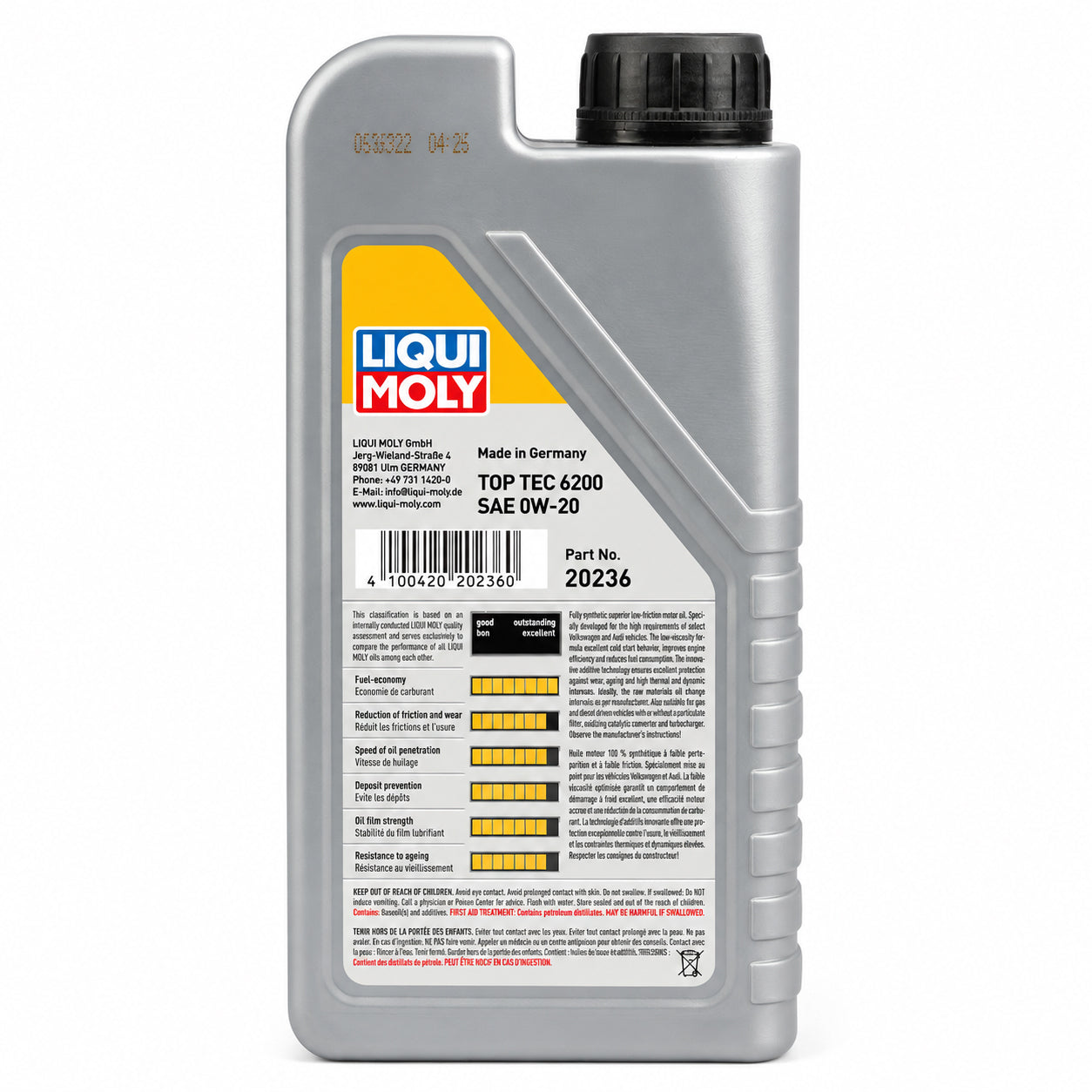 0W20 Top Tec 6200 Engine Oil (1 Liter) - Liqui Moly LM20236