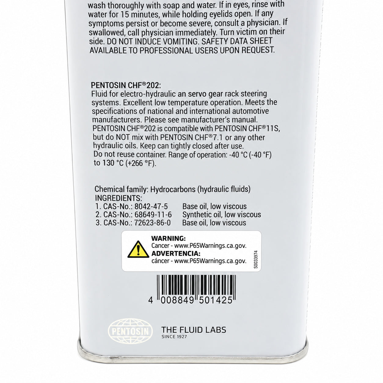 CHF202 Hydraulic System Fluid (1 Liter) - Pentosin 8403107