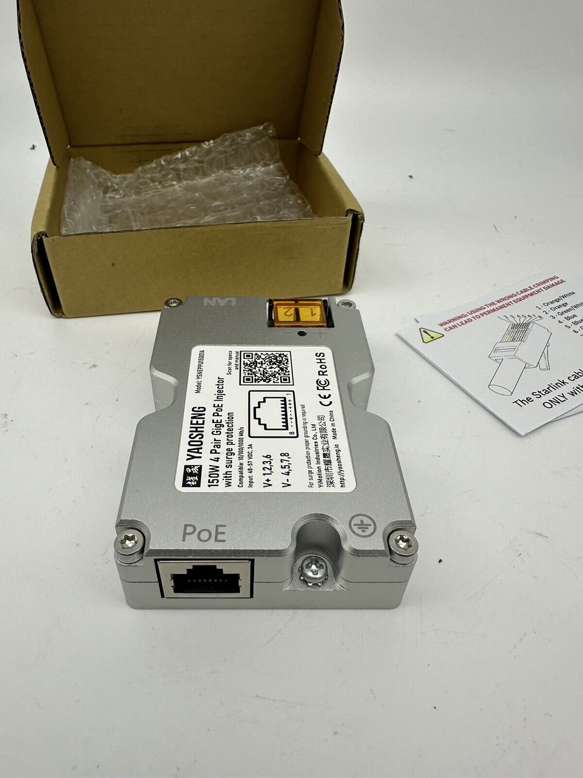 Injecteur PoE 3-en-1 YAOSHENG 120 W pour Starlink V2